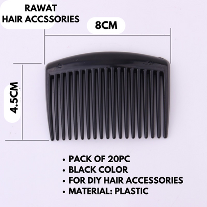 20PC (8cm) Black Plastic Comb For DIY Hair Clips