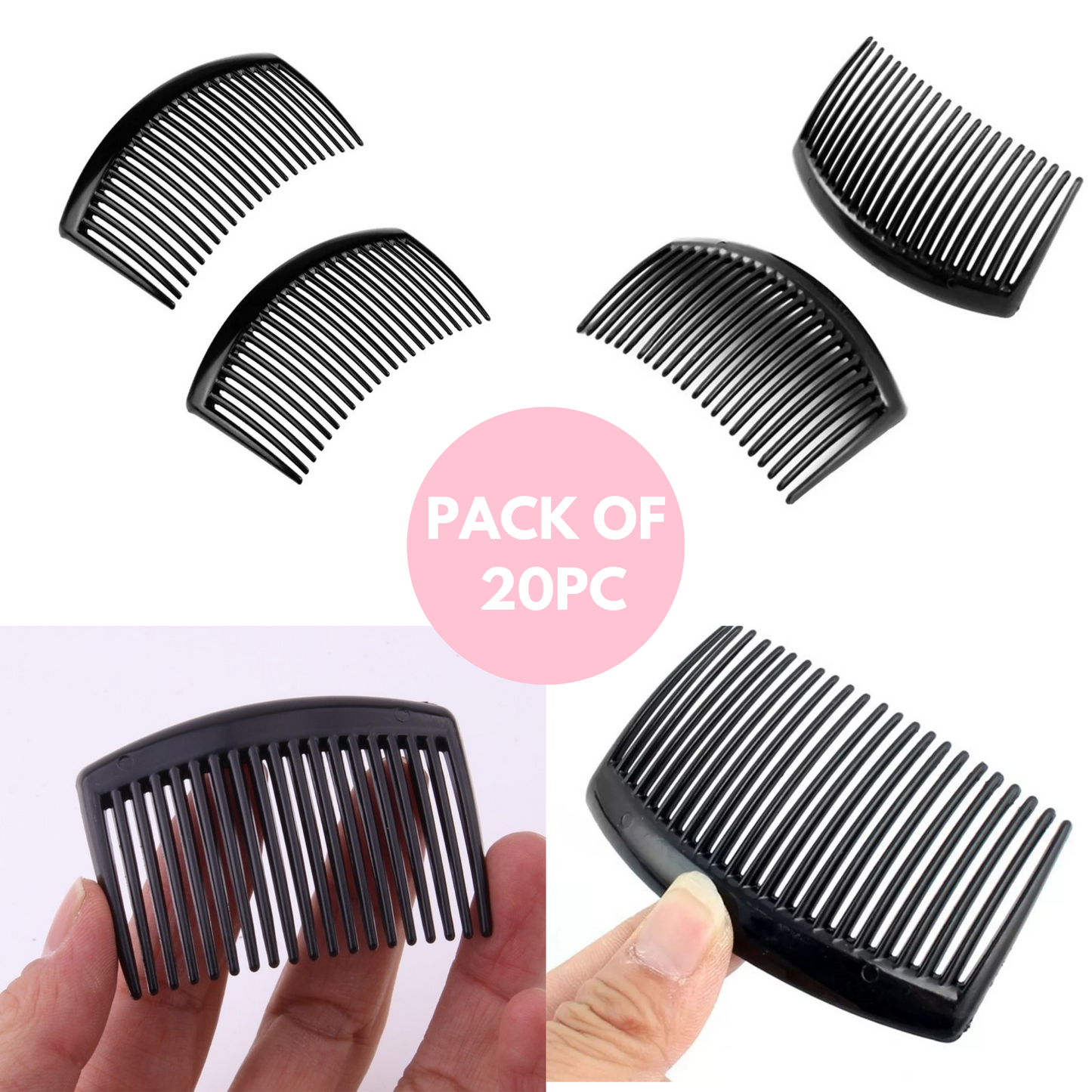 20PC (8cm) Black Plastic Comb For DIY Hair Clips
