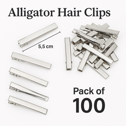 5.5cm (100pc) Silver Alligator Hair Clips - DIY Crafts Hair Accessories
