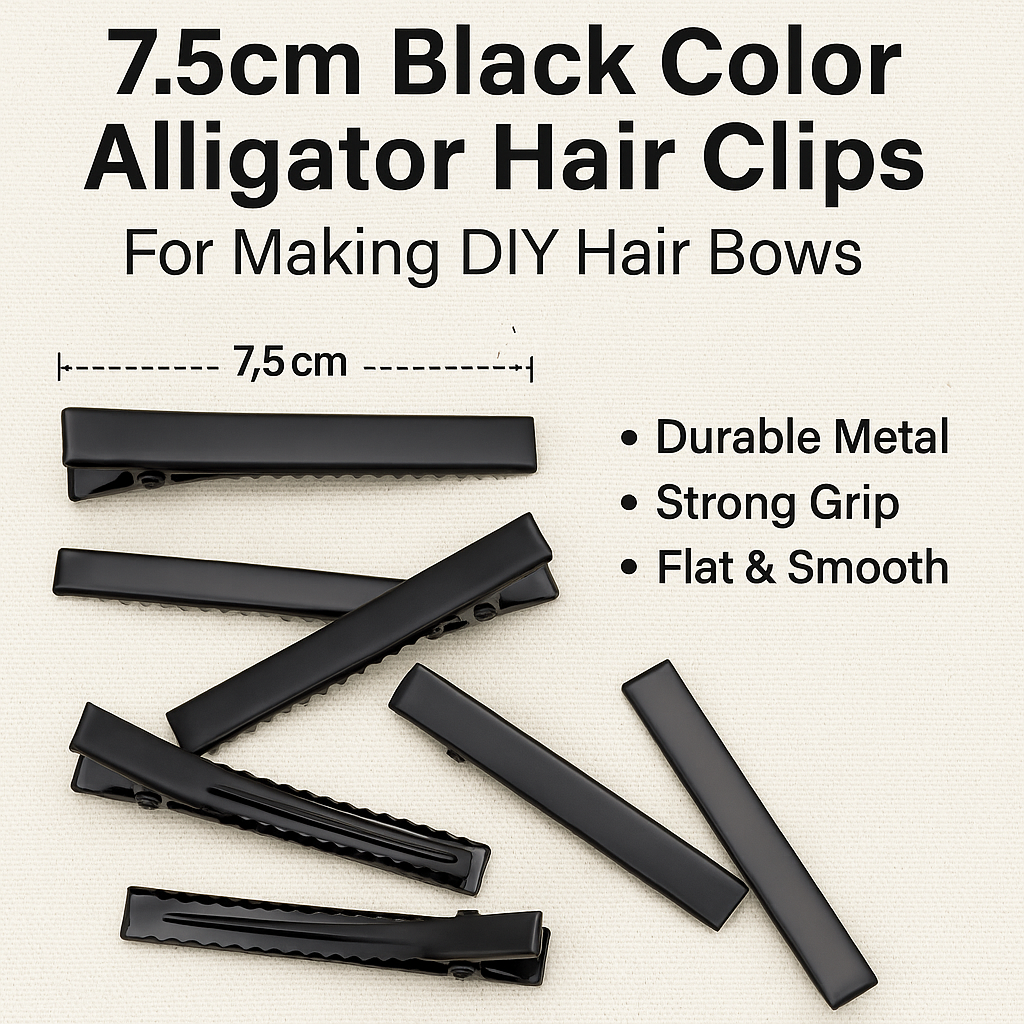 7.5cm (100pc) Black Alligator Hair Clip - DIY Hair Clips