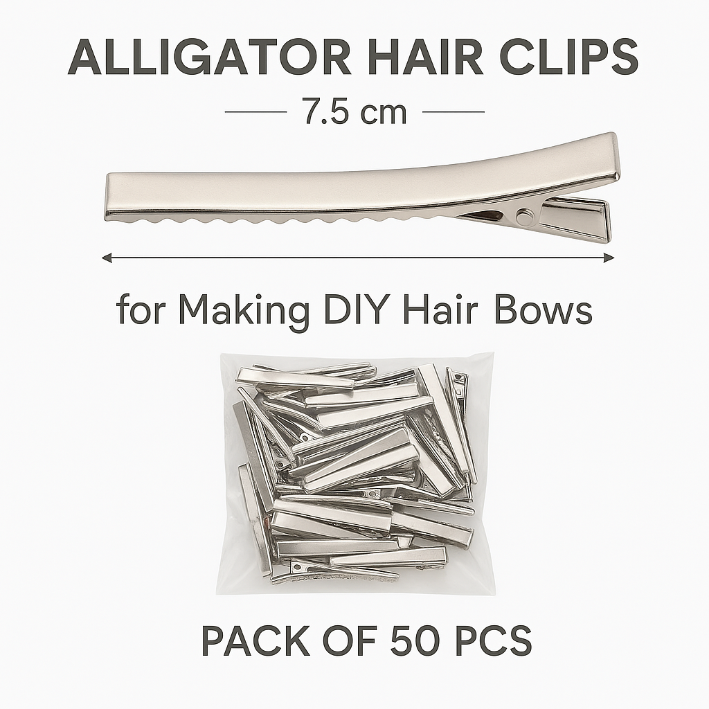 7.5cm (100pc) Silver Alligator Hair Clip - DIY Hair Clips