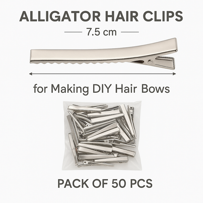 7.5cm (100pc) Silver Alligator Hair Clip - DIY Hair Clips