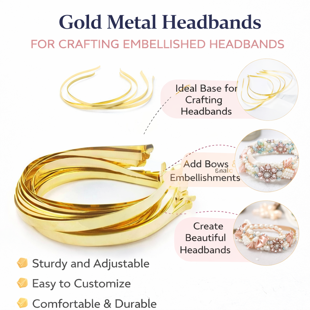 50pc Gold Metal Hair Band Base For Making Hair Accessories Hair Bands, Headbands
