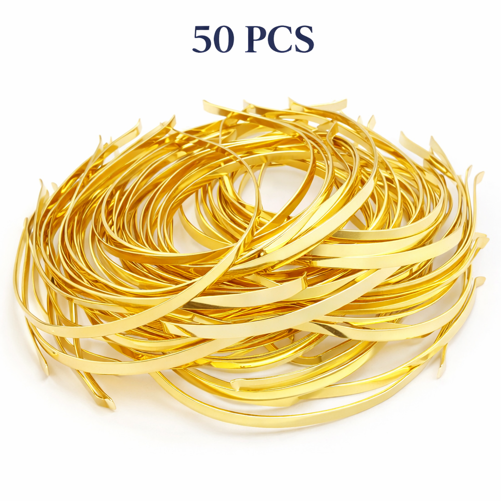 50pc Gold Metal Hair Band Base For Making Hair Accessories Hair Bands, Headbands