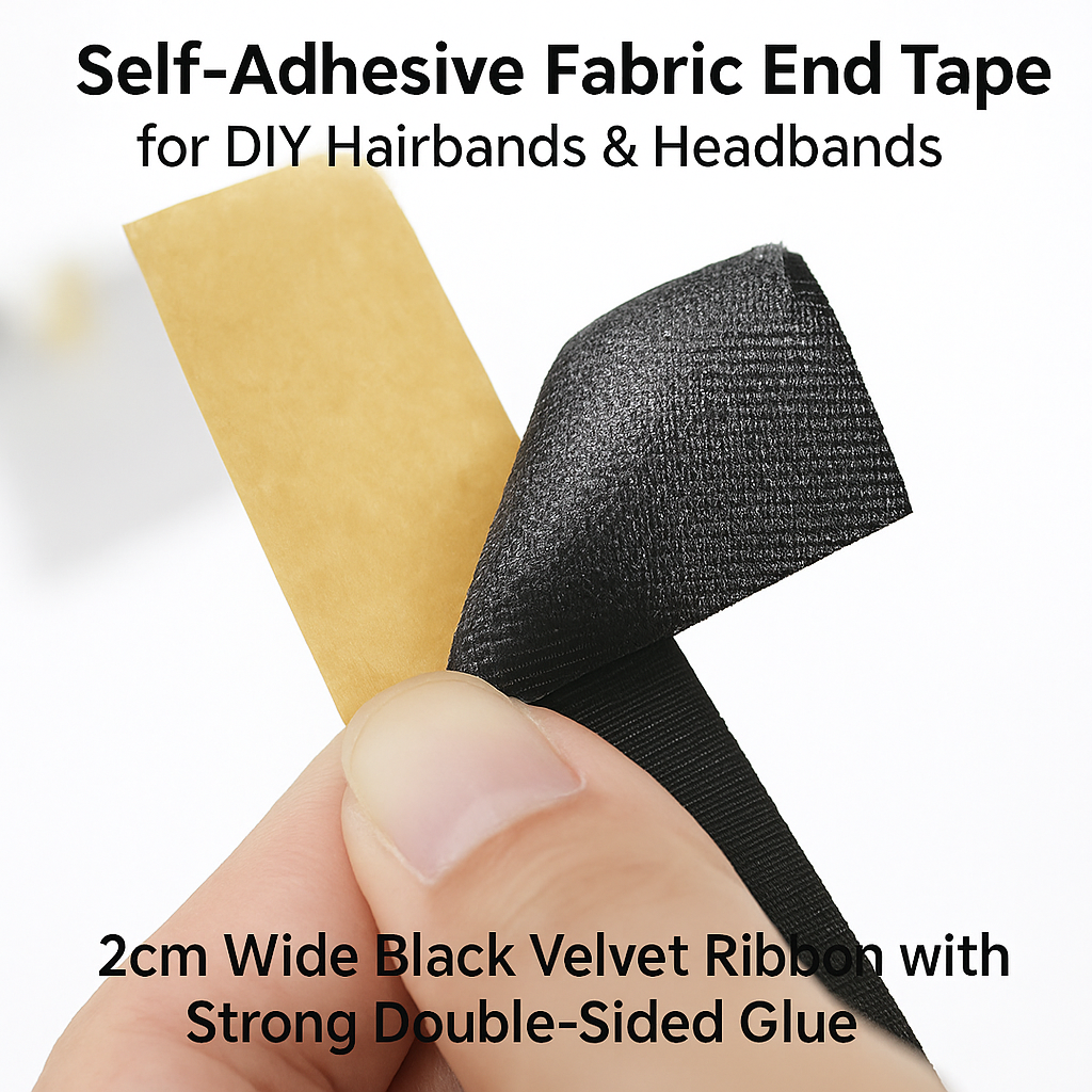 Black Color Hair Band, Headband End Tape For Making DIY Hair Accessories