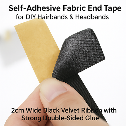 Black Color Hair Band, Headband End Tape For Making DIY Hair Accessories