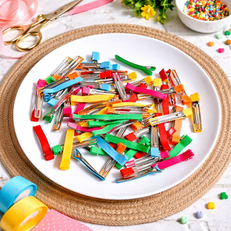 5.5CM (50PC) Multicolor Fabric Covered Alligator Hair Pins