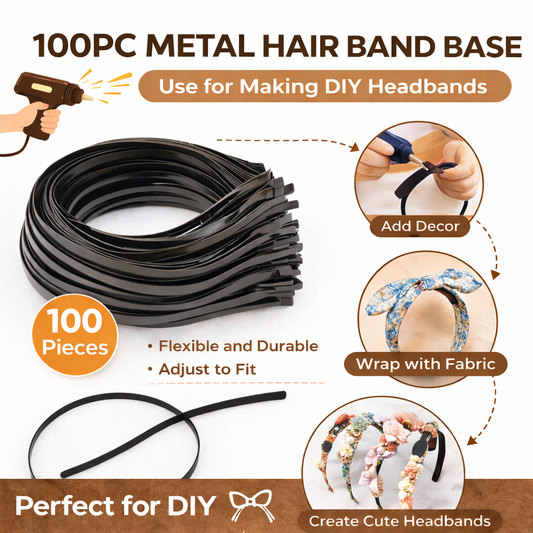 100pc Black Metal Hair Band Base For Making Hair Accessories Hair Bands, Headbands