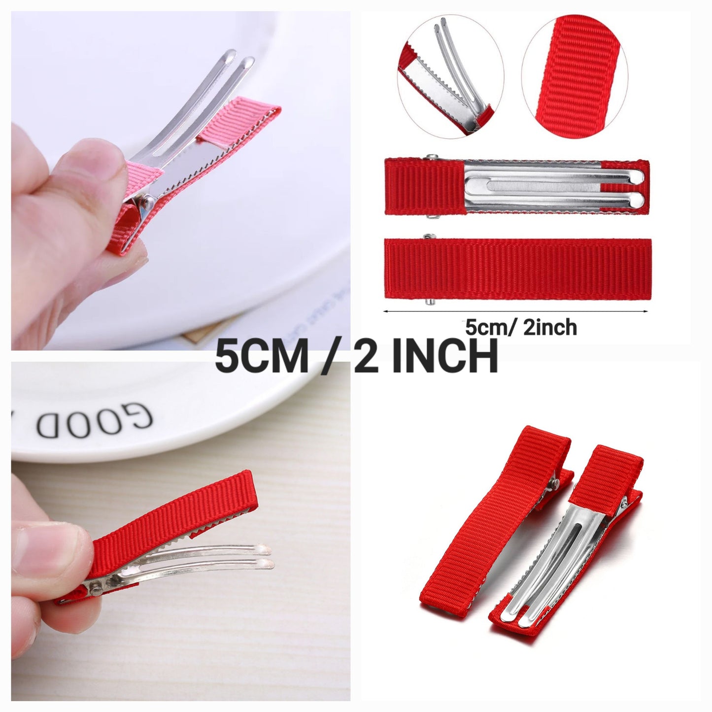 5CM (50PC) Multicolor Fabric Covered Alligator Hair Pins