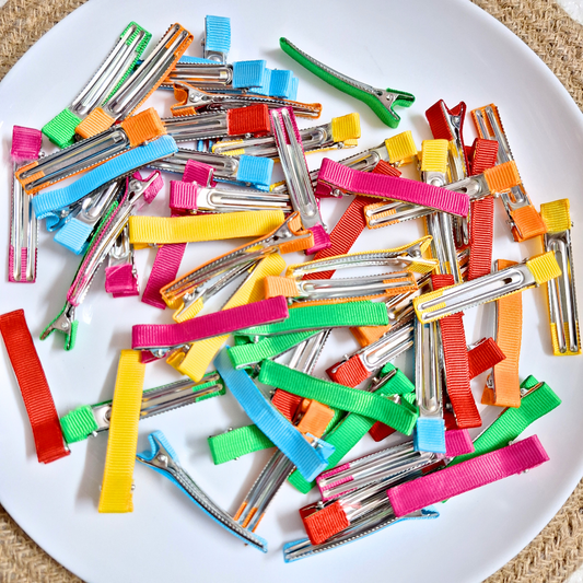 Ribbon Alligator Hair Clips 5 CM | Multicolor | Pack of 60 Pcs