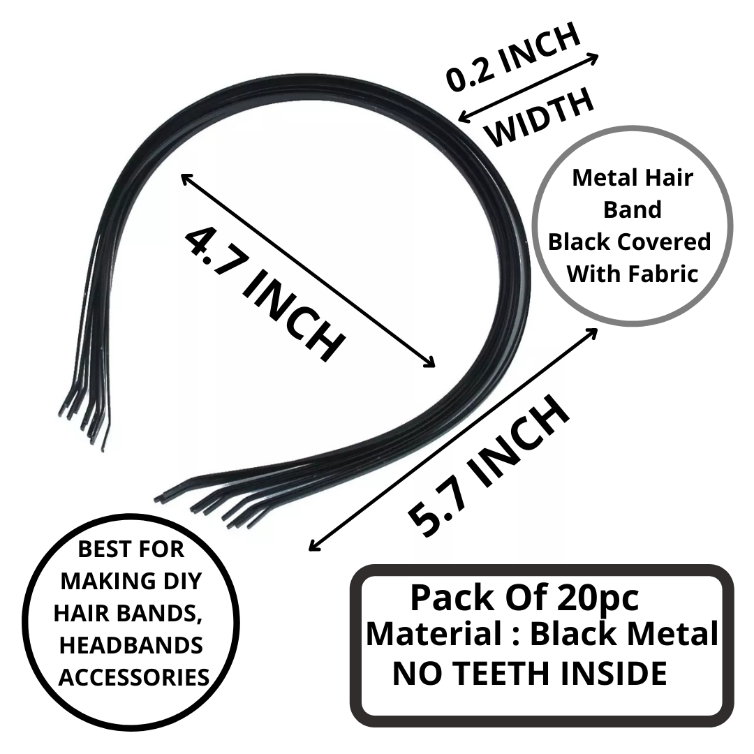 100pc Black Satin Fabric Covered Hair Bands
