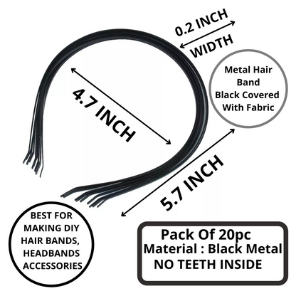 100pc Black Satin Fabric Covered Hair Bands
