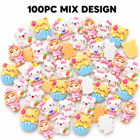 100pc Mix Cartoon Character Beads for DIY Crafts, Accessories & Decoration (COMBO-2)