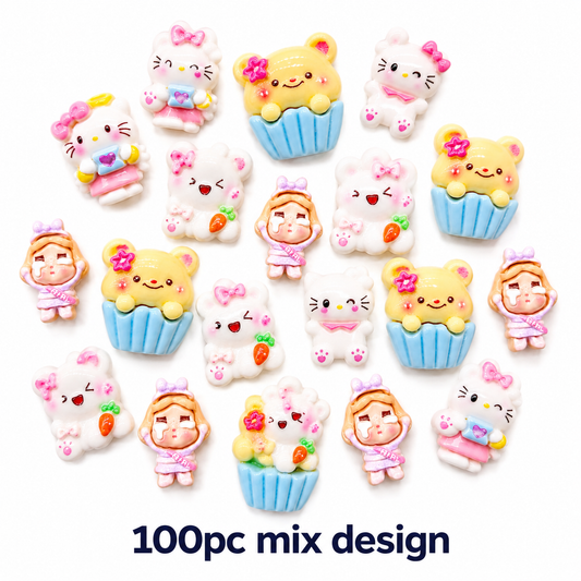 100pc Mix Cartoon Character Beads for DIY Crafts, Accessories & Decoration (COMBO-2)