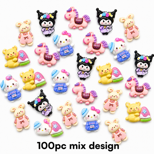 100pc Mix Cartoon Character Beads for DIY Crafts, Accessories & Decoration (COMBO-3)